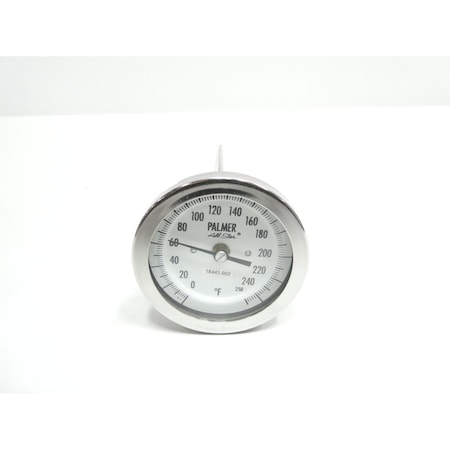 Palmer Instruments 3IN 1/2IN 12IN 0-250F NPT BIMETAL THERMOMETER 3BC